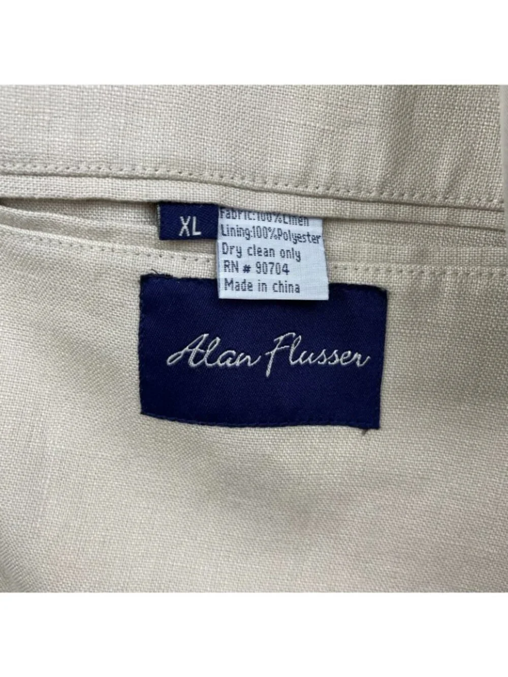 Alan Flusser Men’s 100% Linen 2-Button Blazer Jacket Beige • 46R | XL